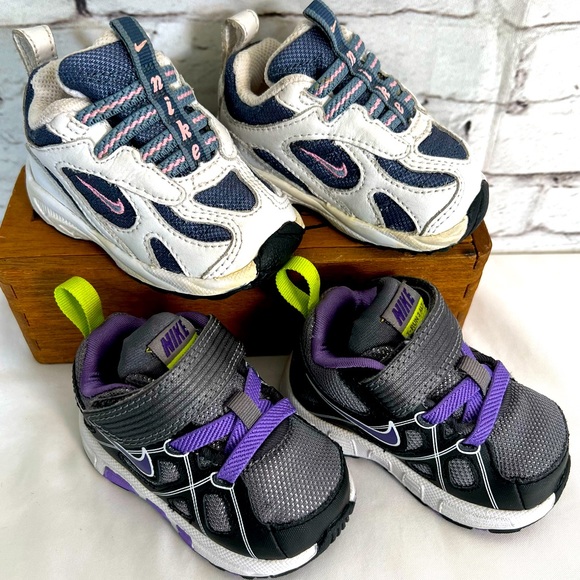 Nike Other - 2PC Nike SIZE 2 Sneaker Bundle LOT T-Run 3 Alt Girls EUC Infant Baby